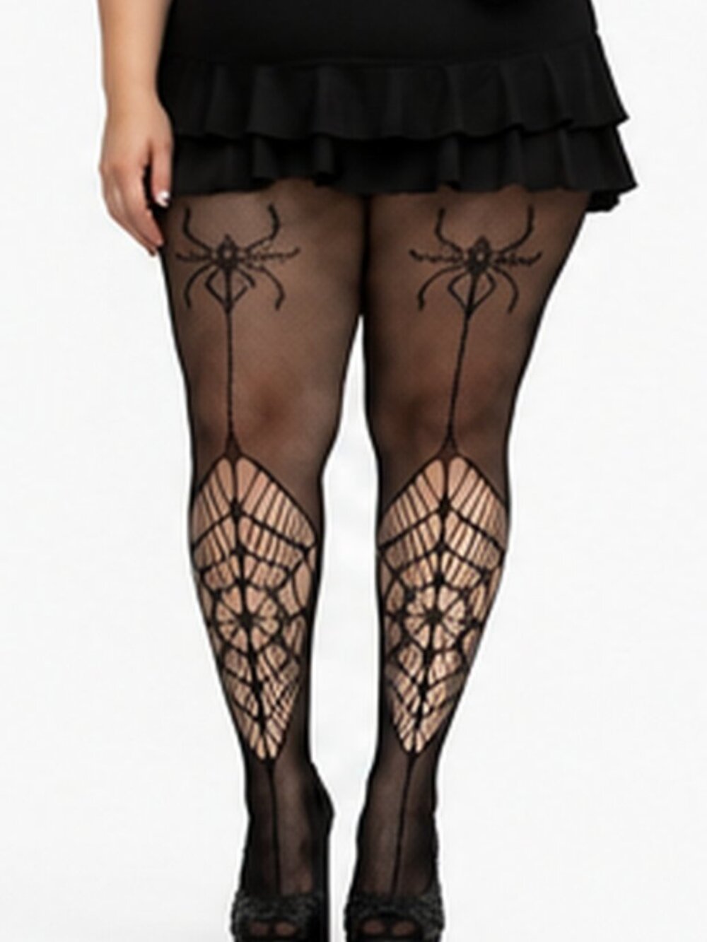 Spiderweb Fishnet Tights Pantyhose Reversible Backseam Goth NWT